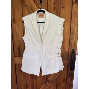 Maggie Marilyn Vest Blazer Ruffle‎ Sleeveless White Jacket Size 6